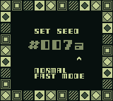 Pause screen showing the board seed